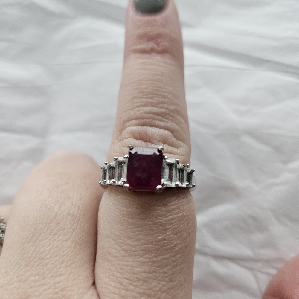 Silver and Ruby Gemstone Ring Elegant